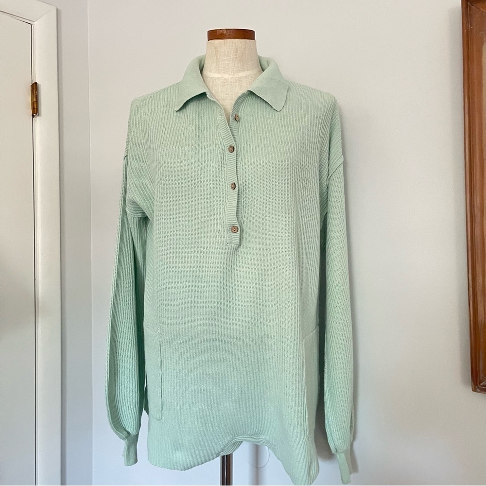 Free People Beach picnic sweater romper Mint Green size XS preowned